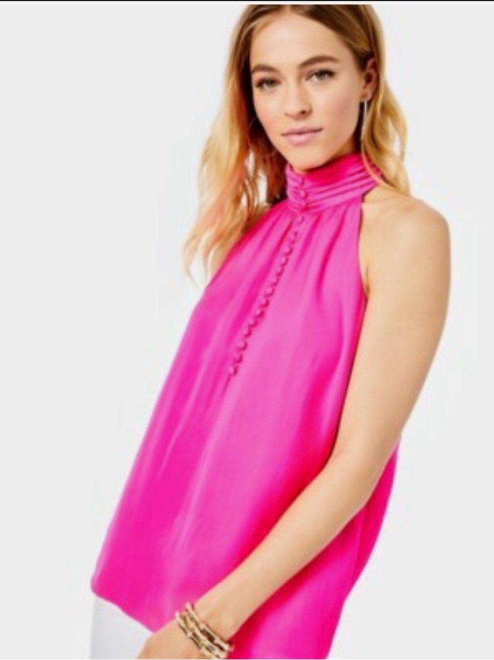 Lilly Pulitzer Hot Pink High-Neck Sleeveless Camisole -Kristine in Tango pink